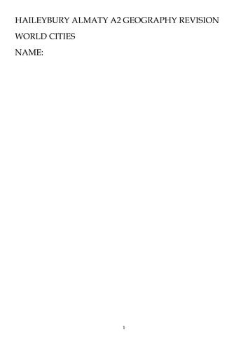 AQA A2 World Cities Revision