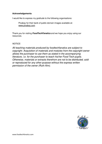 Differentiated Food Storage and Temperature Worksheets