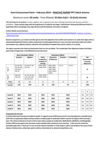 Maths assessment - year 8 - aligns with SOW provided on TES Resources