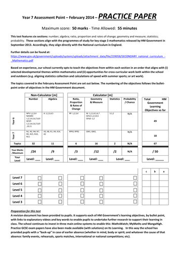 Maths assessment - year 7 - aligns with SOW provided on TES Resources