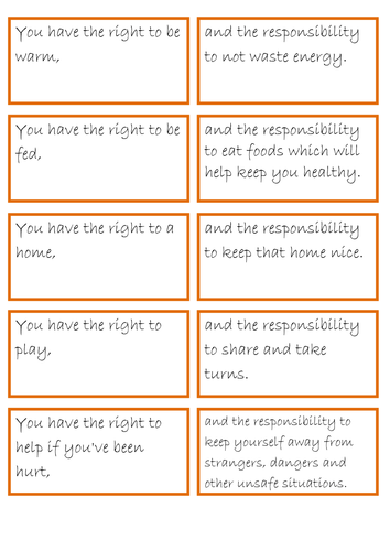 rights and responsibilities pairs game by ZoeFoster - Teaching