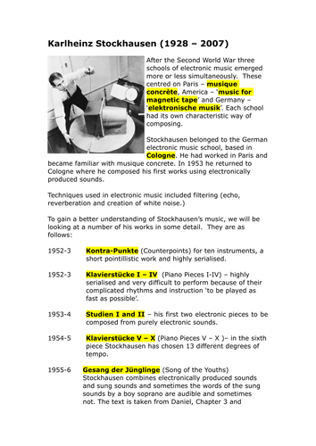 Karlheinz Stockhausen - Background, techniques and his importance in 20th Century Music