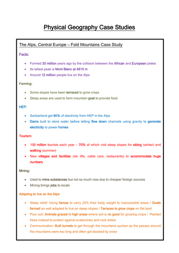 AQA GCSE Geography A Physical Case Studies