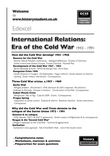 Pre 2016: Edxecel GCSE History A Unit 1: International Relations 1943 - 1991
