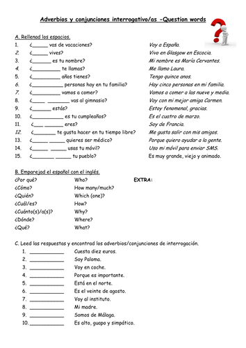 Talking Preparation - Question words