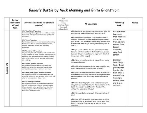 Guided Reading planning - Collins Big Cat Progress - "Bader's Battle"