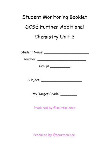 Progress monitoring booklets for Further Additional Science - Chemistry C3