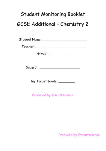 Progress monitoring booklets for Additional Science - Chemistry C2