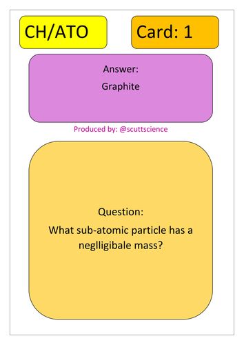 additional chemistry loop card revision for atomic structure and bonding
