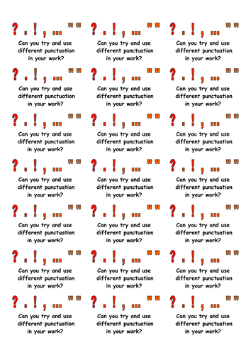 Merit Stickers - Assessment and Marking Punctuation