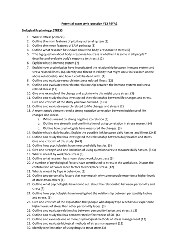 PSYA2 Revision Questions - all topics