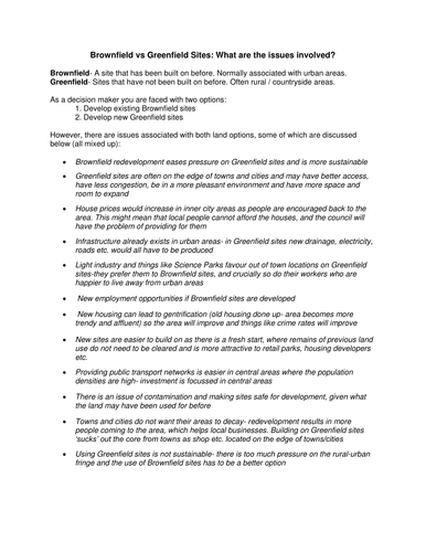 Changing Urban Environments Revision (AQA A)