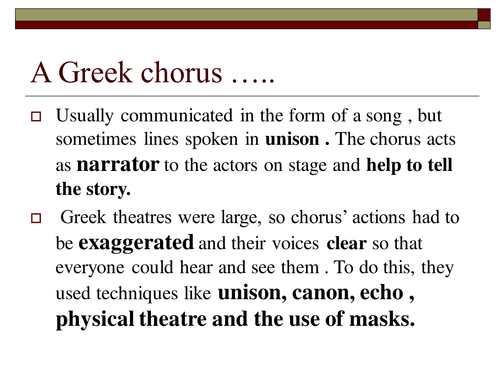 Chorus work for GCSE