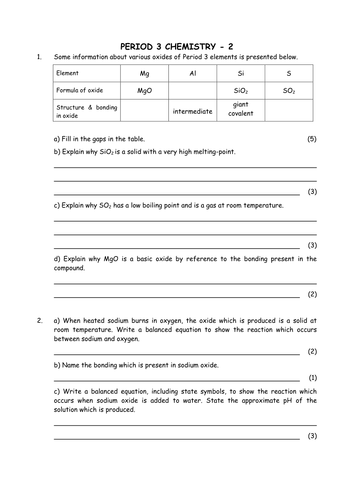 Chemistry: Period 3 Oxides