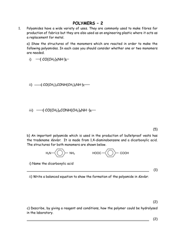 Chemistry: Polymers including polyamides