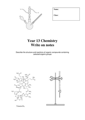 Write on notes, experiments and assignments for KS5 Chemistry courses