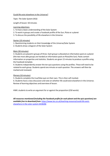 Lesson Planner Resources 15 May