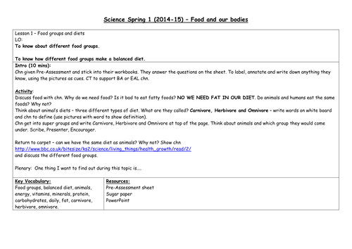 Science - Food and Our Bodies 