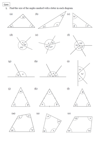 Finding Missing Angles Using Basic Angle Facts By Kirbybill Teaching 