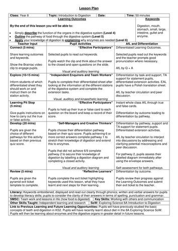 Year 8 Introduction to Digestion (Full Lesson)