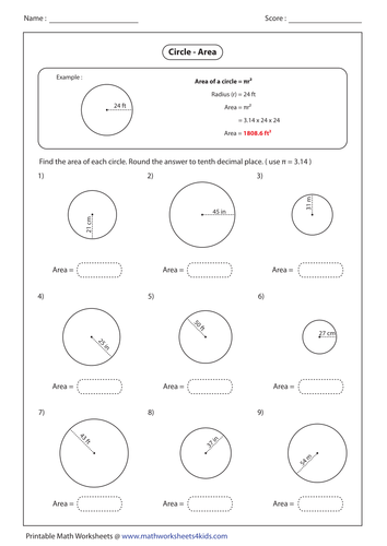Finding area of the circles - Race activity