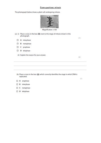 Revision on mitosis and cell cycle