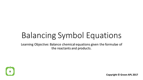 Chemistry: Balancing Equations PowerPoint