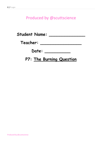 The burning question - student booklet - combustion and fuels