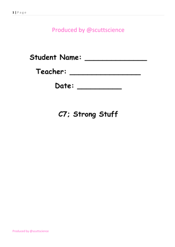 Strong Stuff - student booklet - investigations around strength