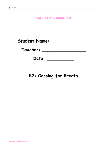 Gasping for Breath Student Booklet - breathing, circulation