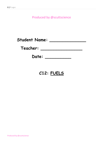 Fuels - Student Booklet - Crude oil and its fuels