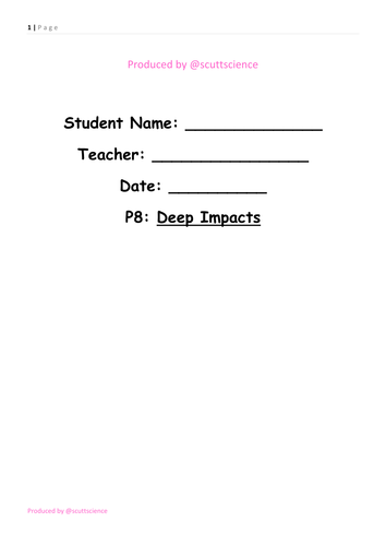 Deep Impacts - Student Booklet - Gravity