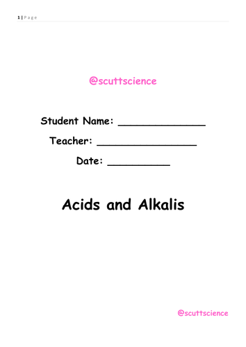 Acids - Student Booklet - acids, alkali, pH, neutralisation