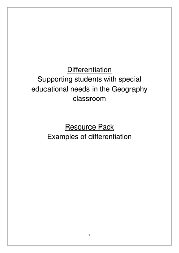 Differentiation - Ideas for supporting SEN pupils in the Geography classroom
