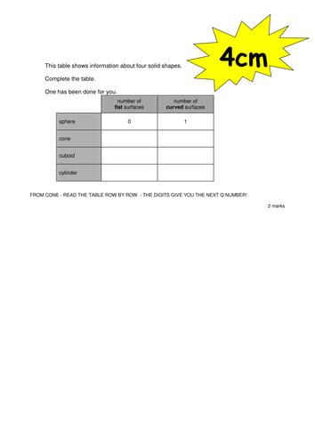 SATS REVISION - 2 D AND 3D SHAPE TREASURE TRAIL