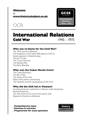 Pre 2016: OCR GCSE History: Cold War 1945 - 1975