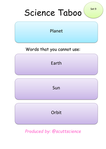 Earth and Space Taboo Game