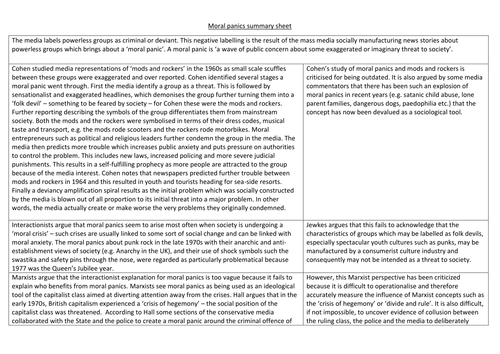 Crime and deviance summary sheets