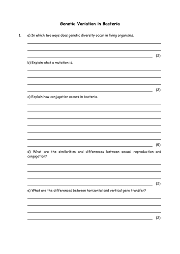 Worksheets Genetic Variation Worksheet biology genetic variation in bacteria by greenapl teaching pdf