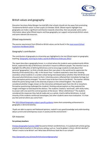 British values and geography