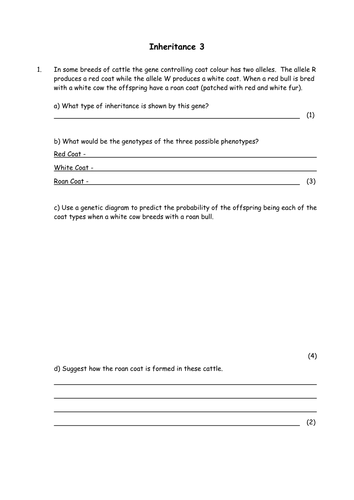 Biology: Inheritance (Alleles)
