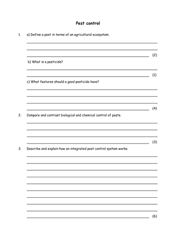 Biology: Pest control