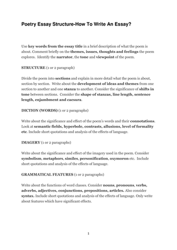 How to write an analysis paper poem