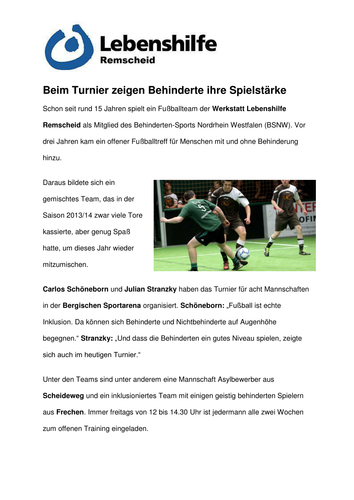 Beim Turnier zeigen Behinderte ihre Spielstärke