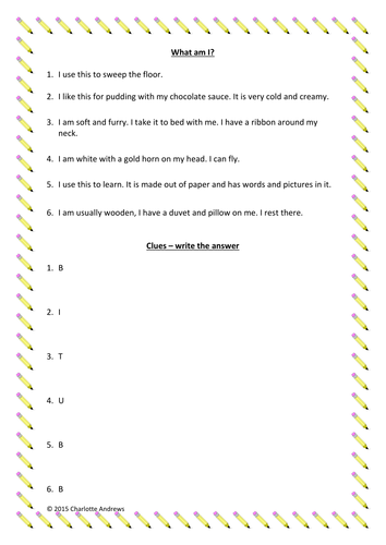 What am I? Worksheet | Teaching Resources