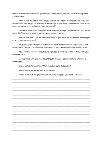 Of Mice and Men Skills Revision Unit