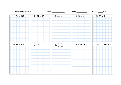 Written Arithmetic Test 1 - Year 6 by followyourdreams2 