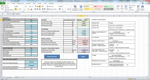 Ratio Analysis Answer Calculator