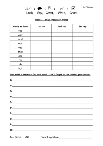 Spelling Workbook 1 - High Frequency Words