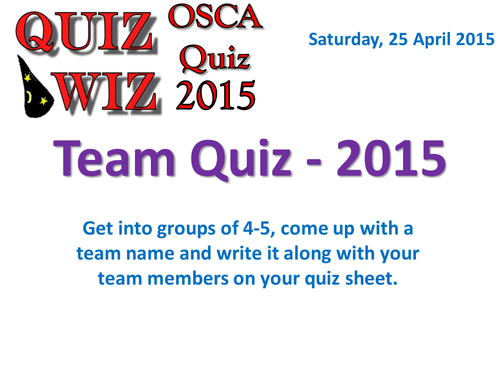 2015 - April team quiz